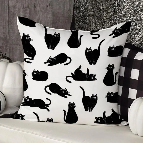 NEW Black Cats Decorative Pillow Cover. - Picture 1 of 4
